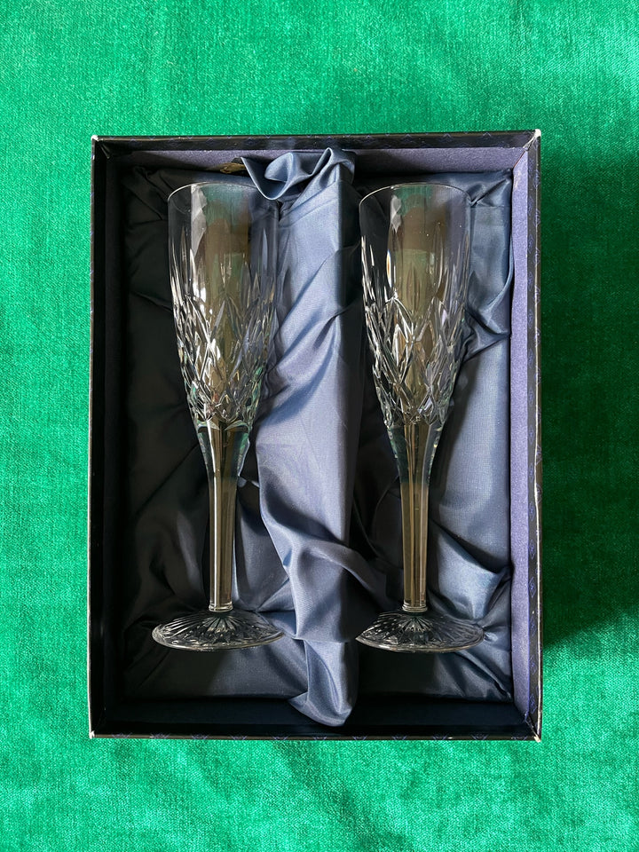 Pair of Vintage Stuart Crystal Champagne Flute