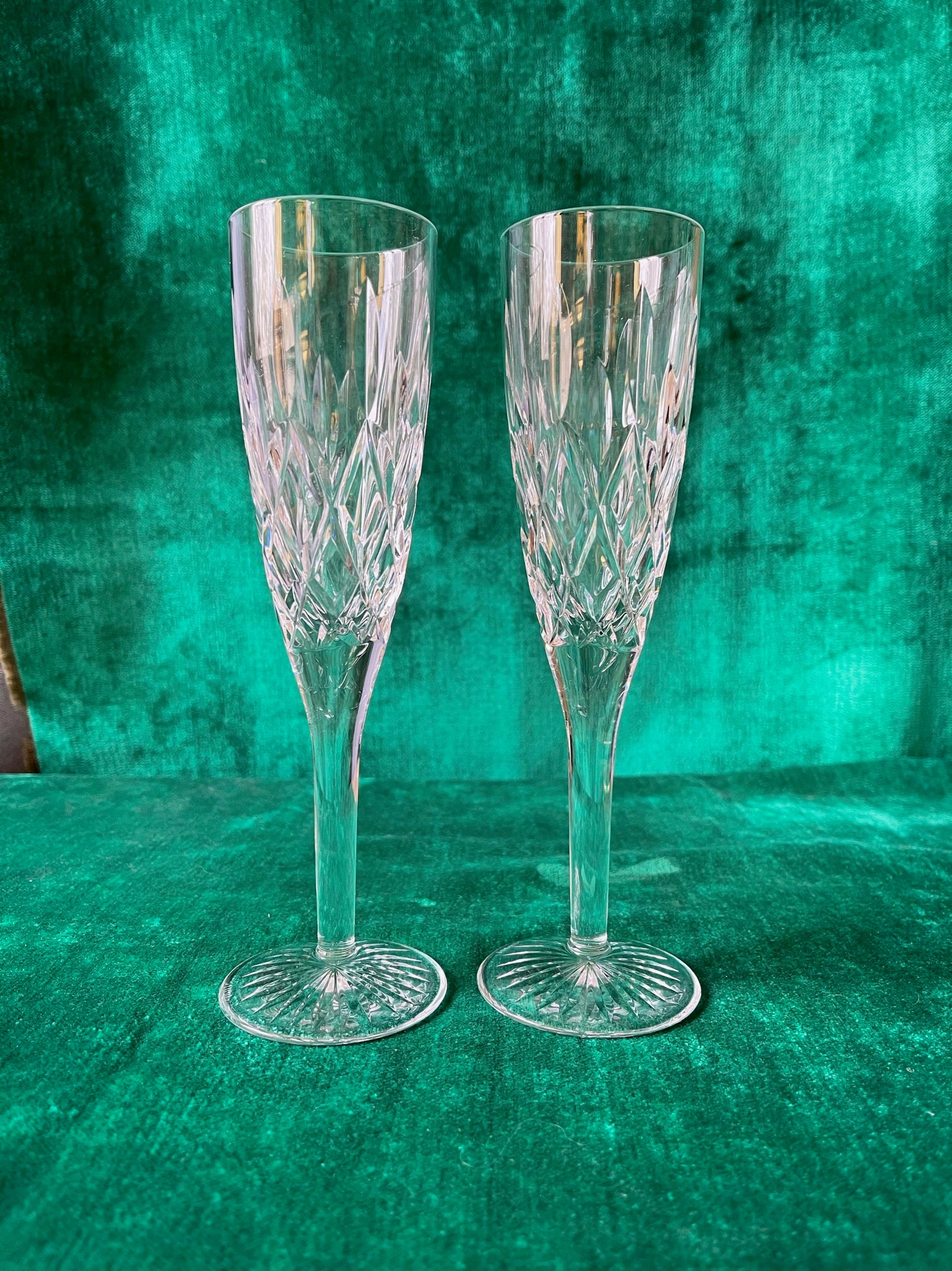 Pair of Vintage Stuart Crystal Champagne Flute