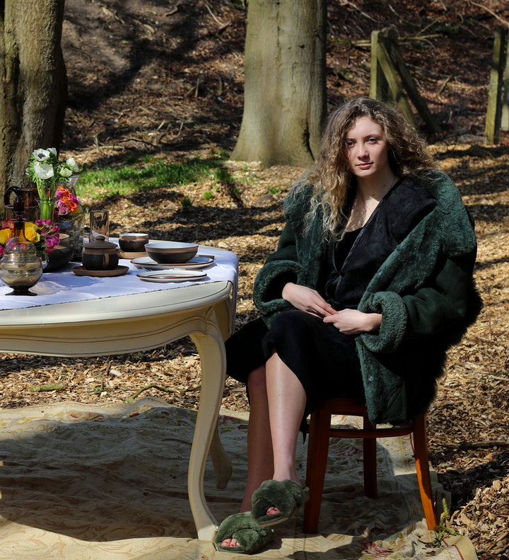 Vintage Green Sheepskin Coat