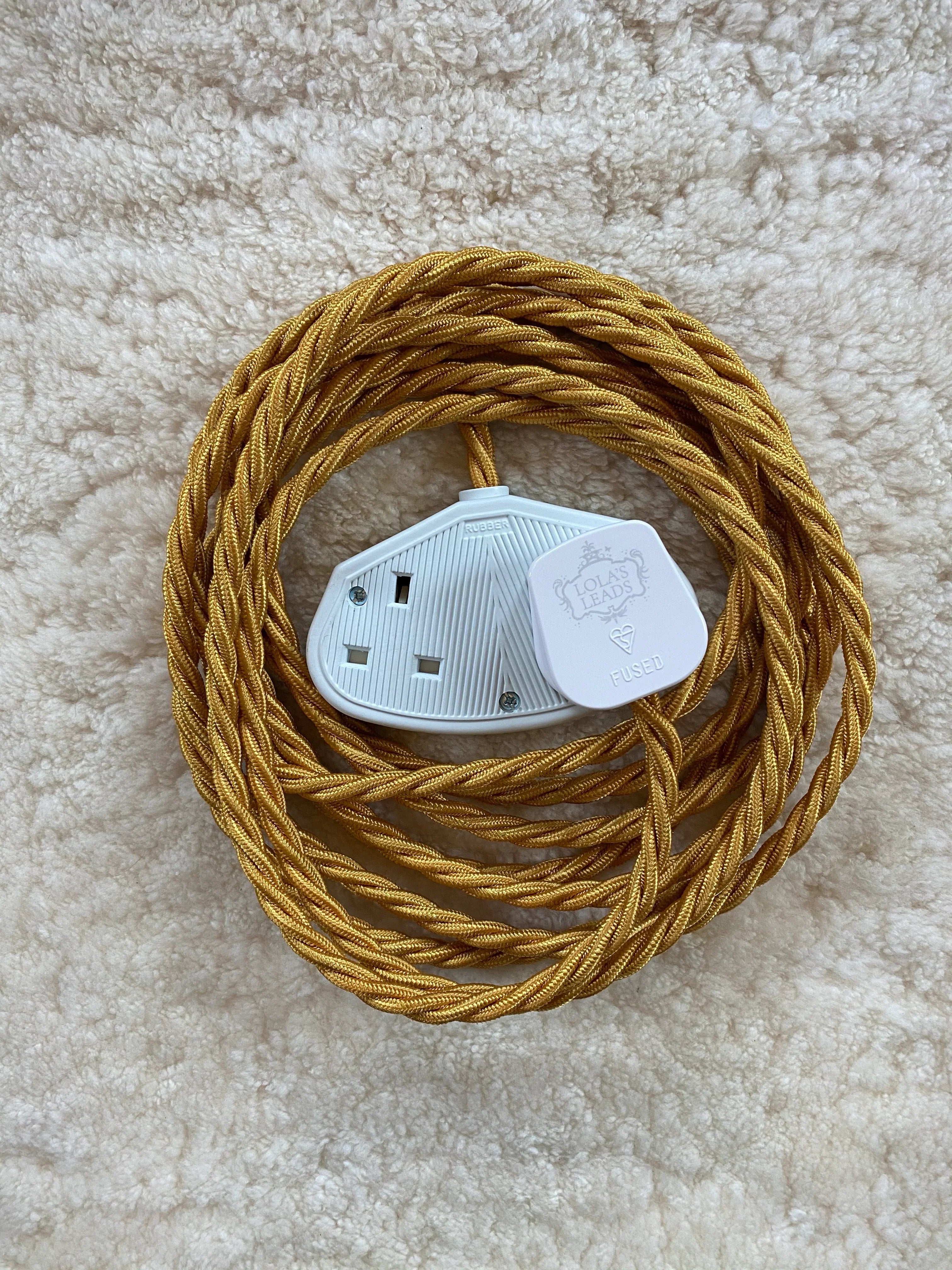 Gold & White - Lola's Leads Fabric Extension Cable