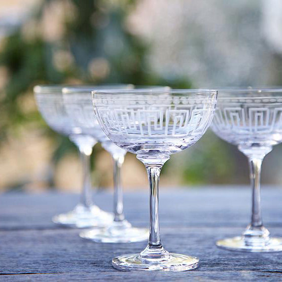 The Vintage List Greek Key Champagne Saucers Set of 6