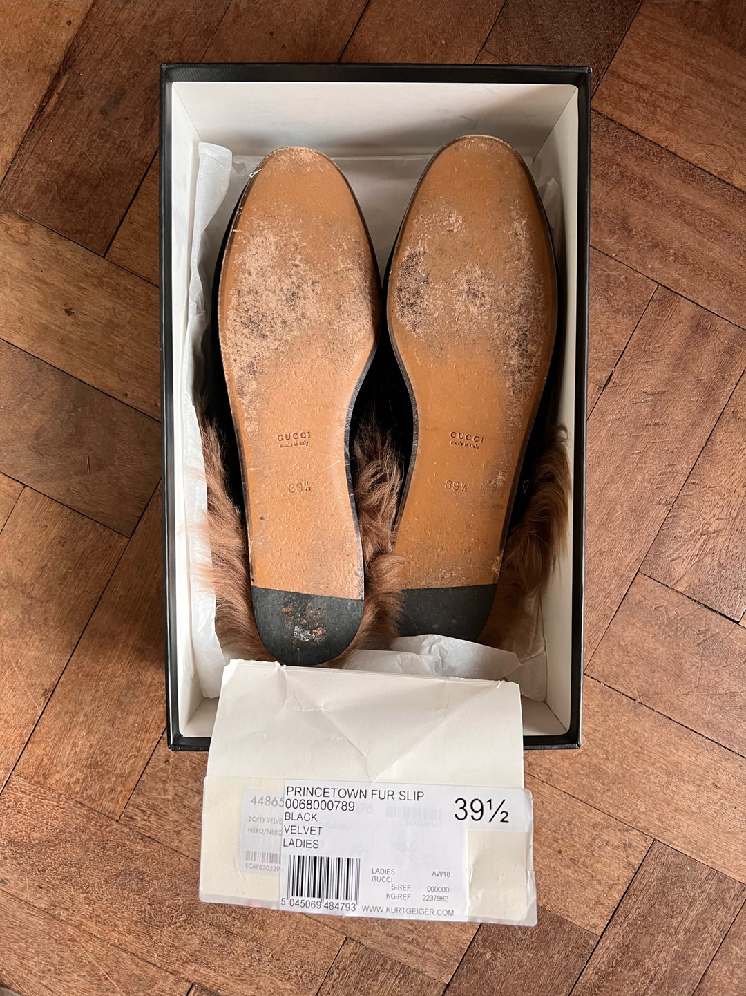 Gucci Black Velvet Princetown Mules