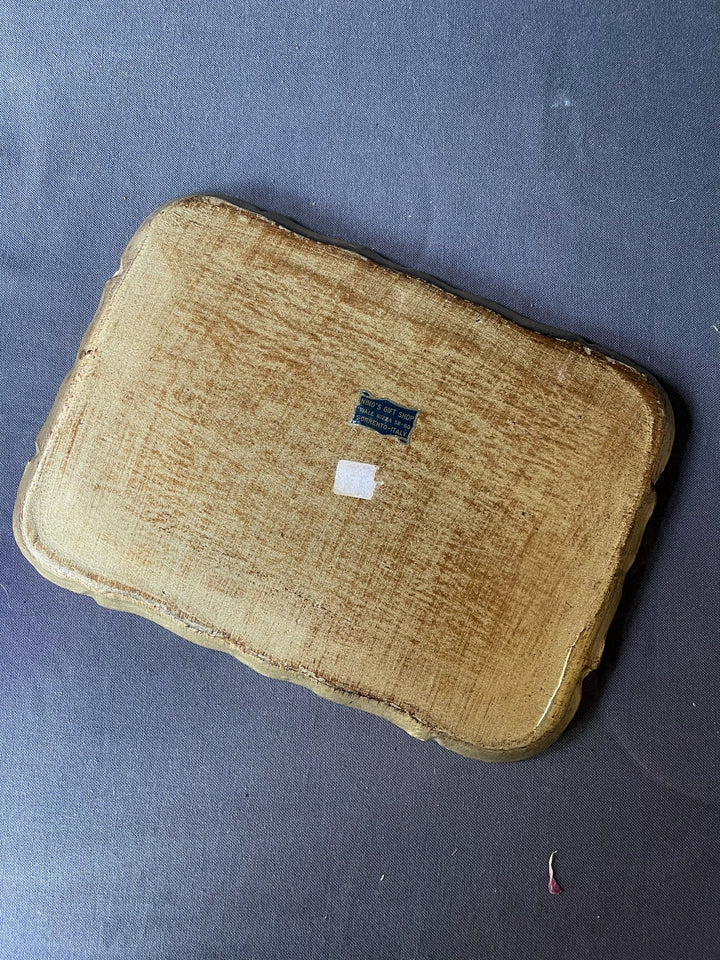 Small Vintage Gold Italian Florentine Toile Tray