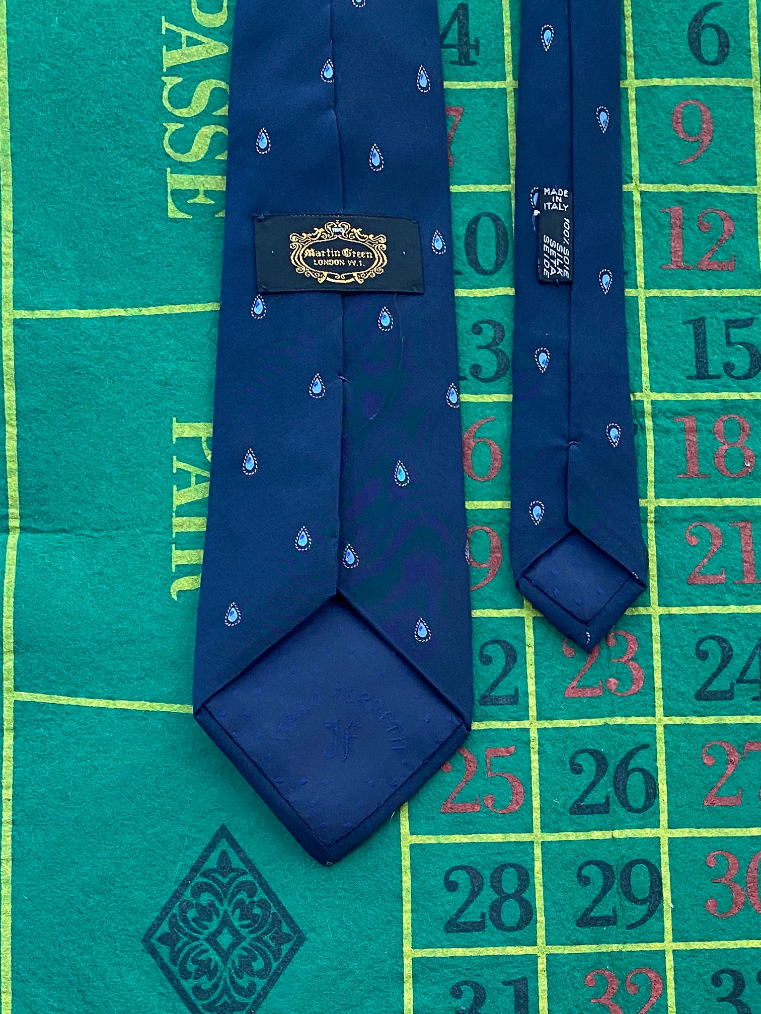 Vintage Martin Green Teardrop Silk Tie