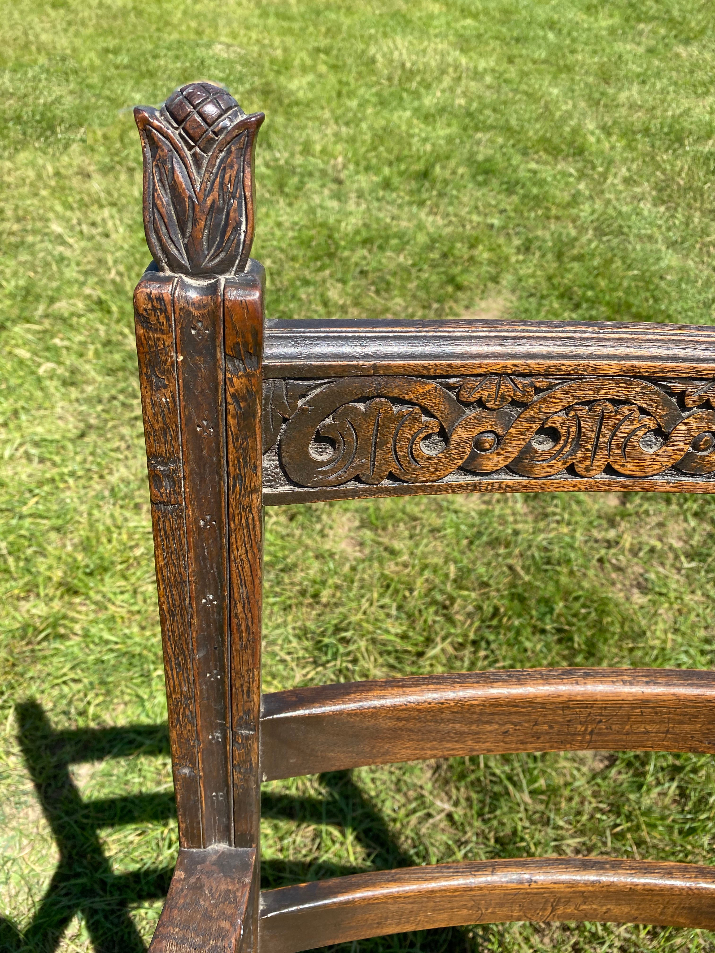 Vintage Carved Wooden Rush Chair