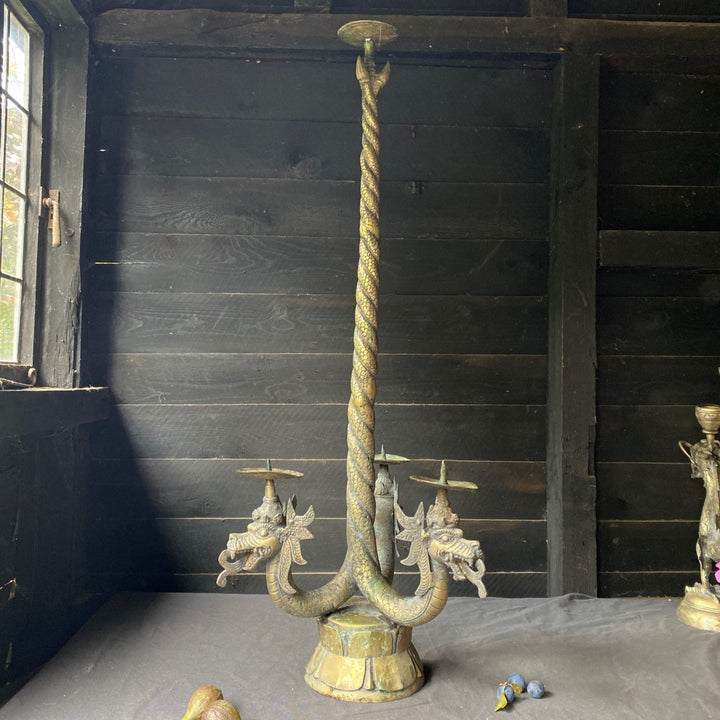 Large Balinese Three-Headed Dragon Candelabra