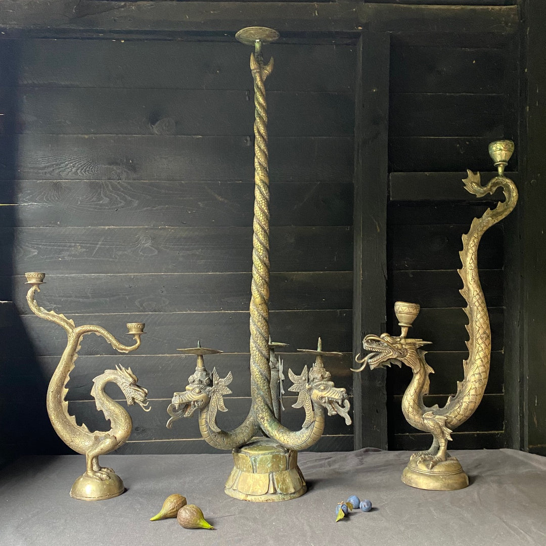 Large Balinese Three-Headed Dragon Candelabra