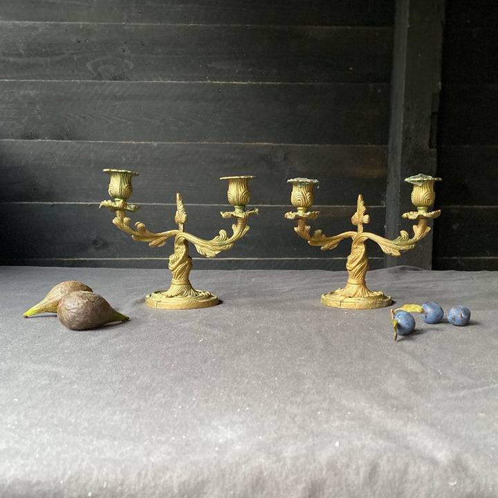 Parisian Pair of Gold Candelabras