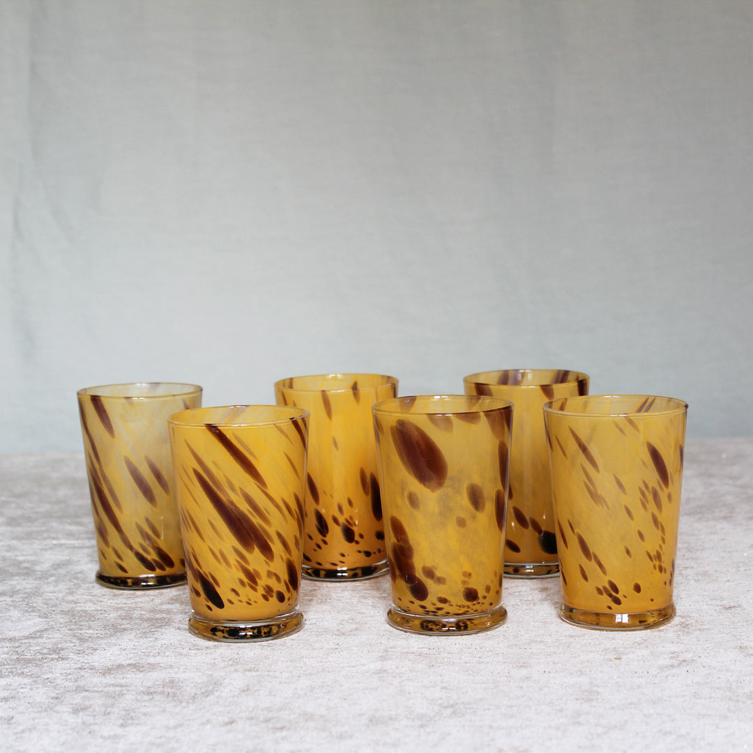 yellow leopard glass tumblers