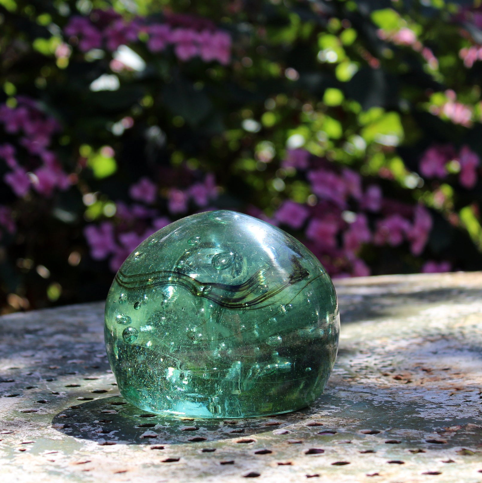 Green Glass Sphere Paperweight