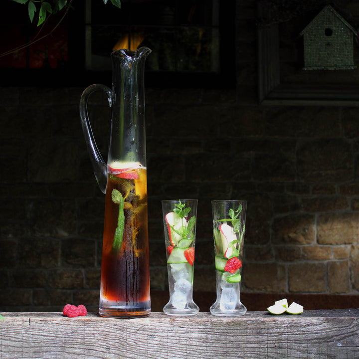 6 Vintage Etched Highballs