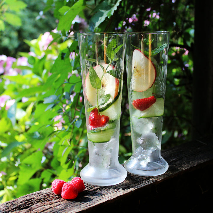6 Vintage Etched Highballs