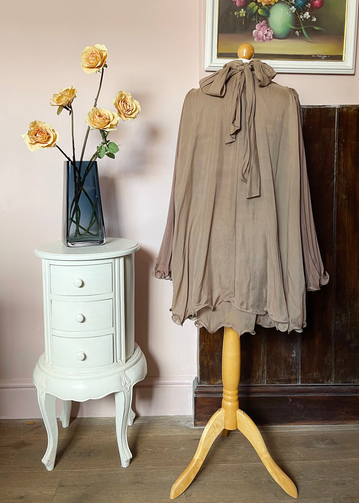 Issa Mocha Silk Pleated Dress