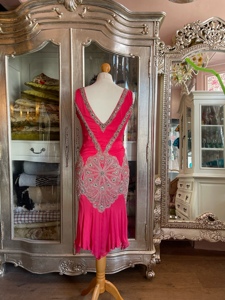 Pink Plunge Neckline Cocktail Dress