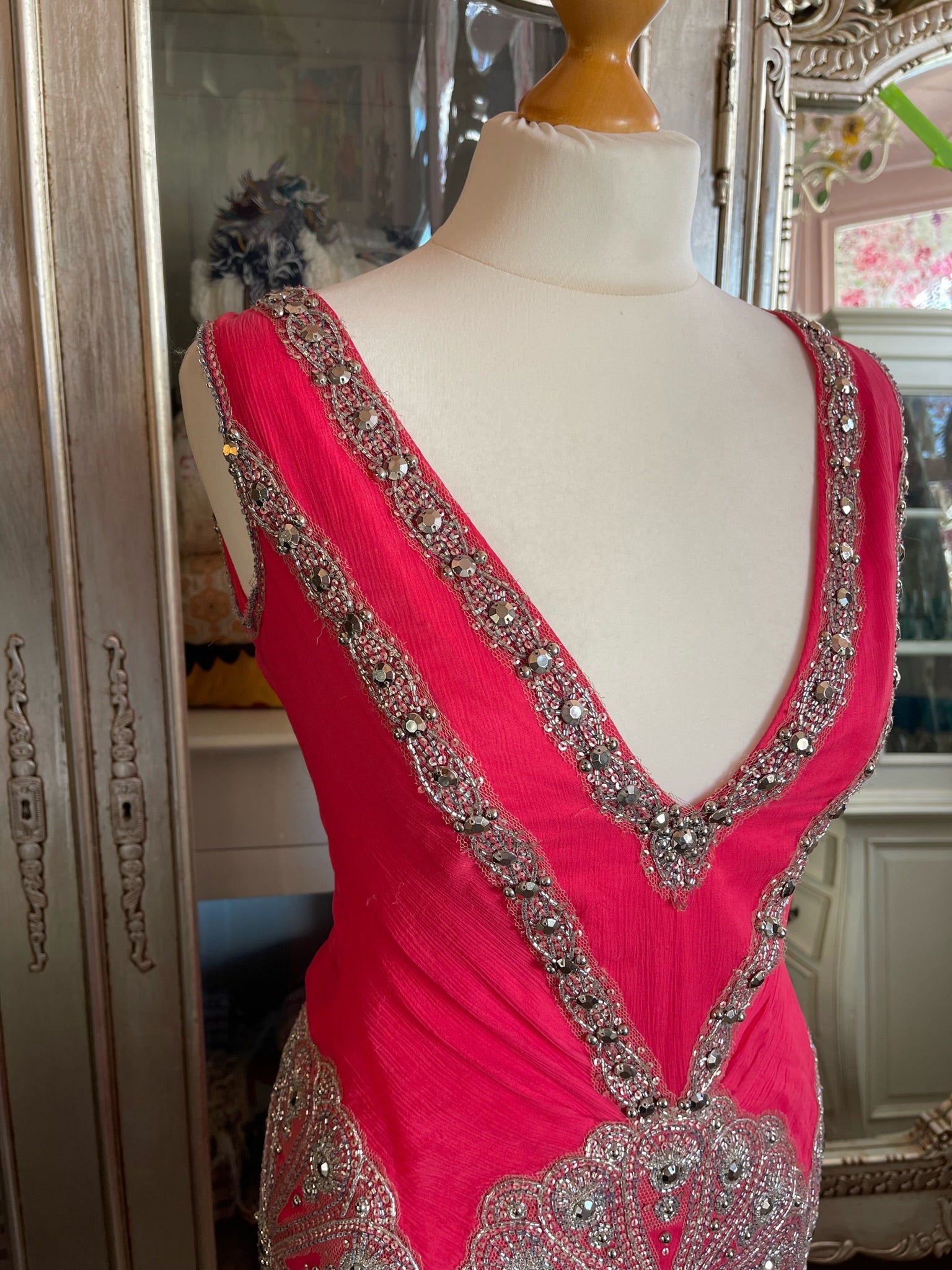 Pink Plunge Neckline Cocktail Dress