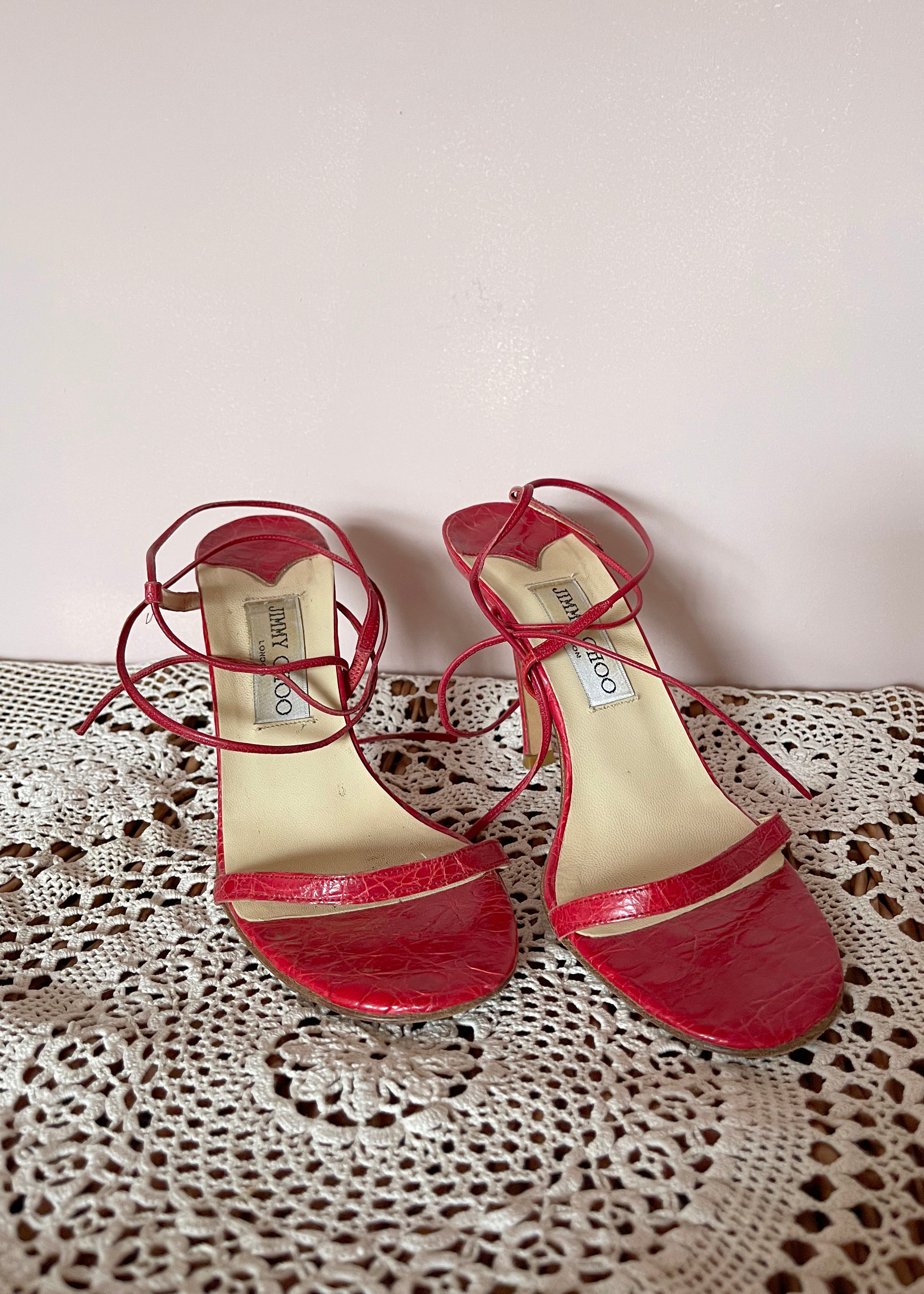 Jimmy Choo Red Strappy Sandal