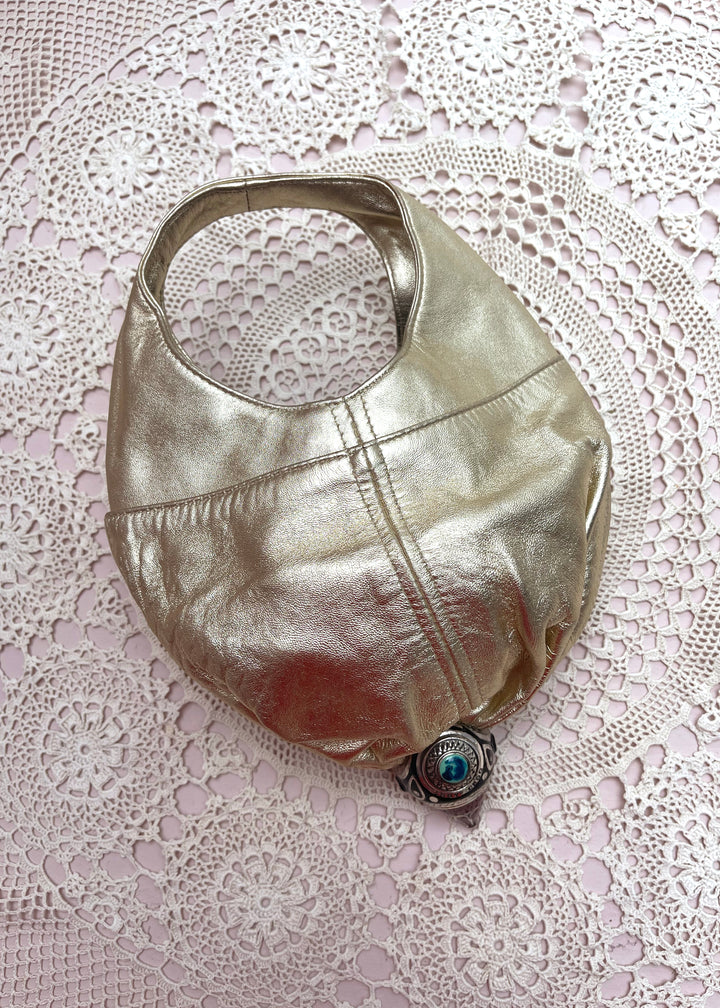 Jimmy Choo Small Gold Leather Metallic Bag
