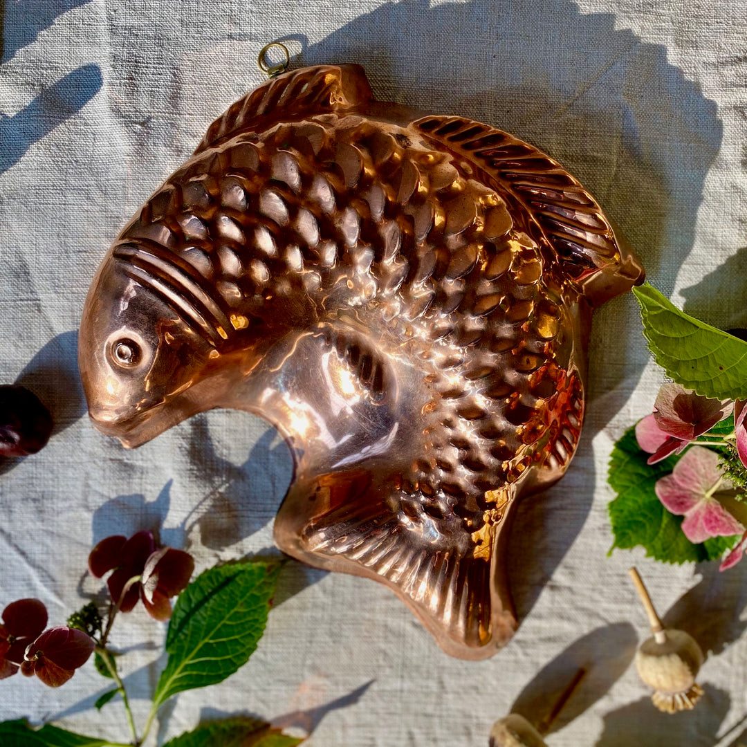 Copper Salmon Mould with Hanging Hoop