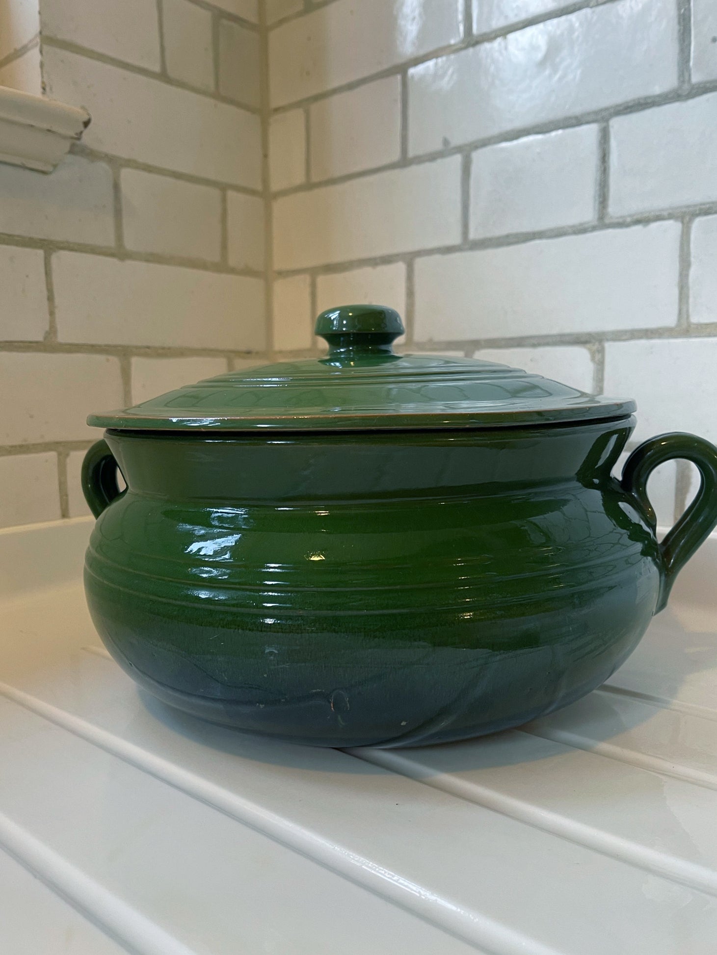 Green Glazed Terracotta Cooking Pot