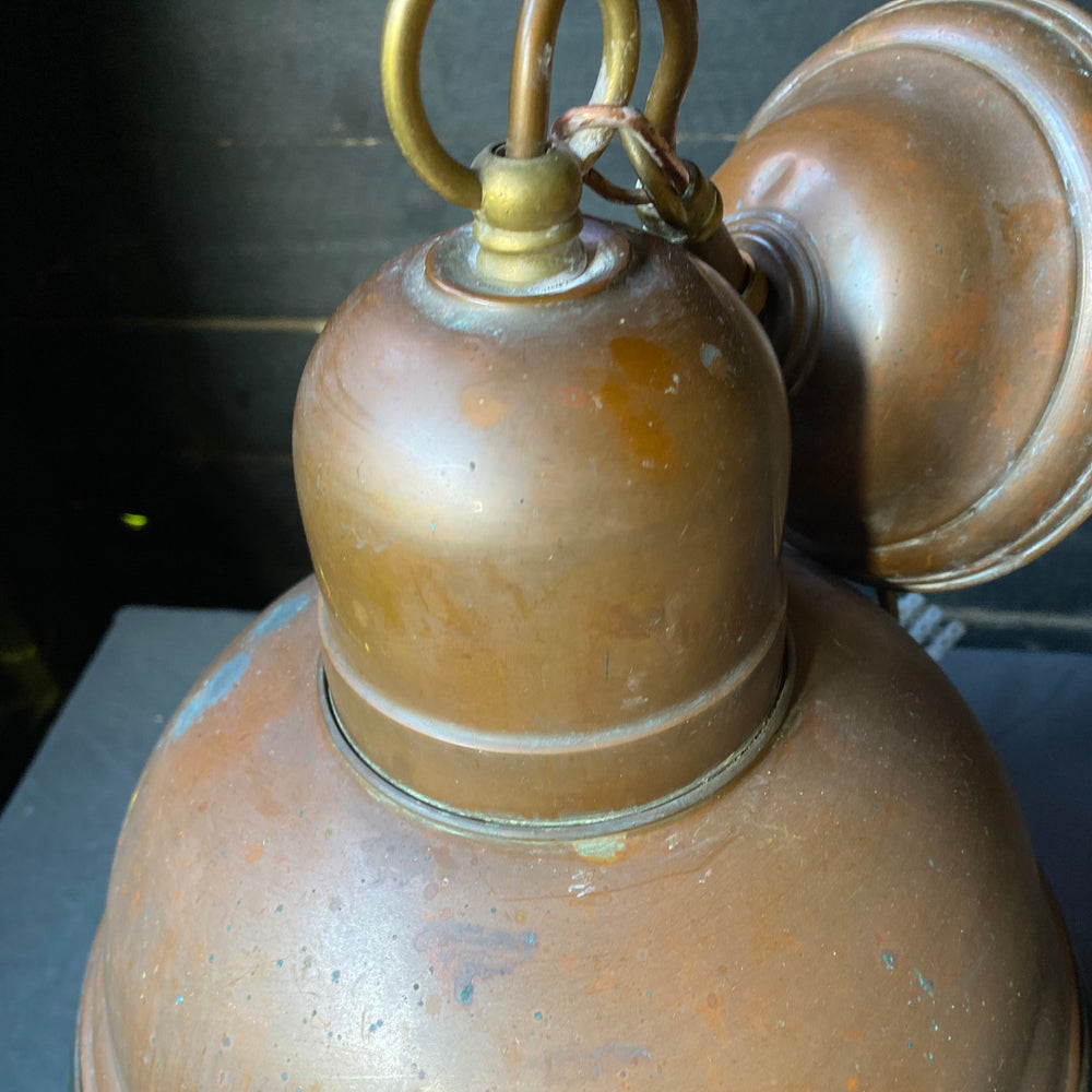 Pair of Green Industrial Enamel & Brass Lamp Shades