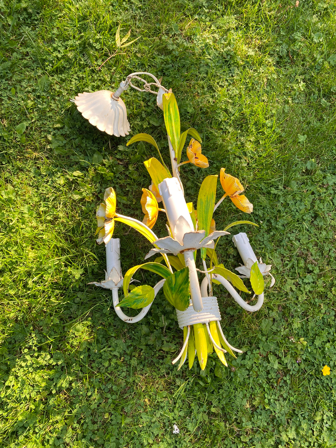 Vintage Primrose Toleware Chandelier