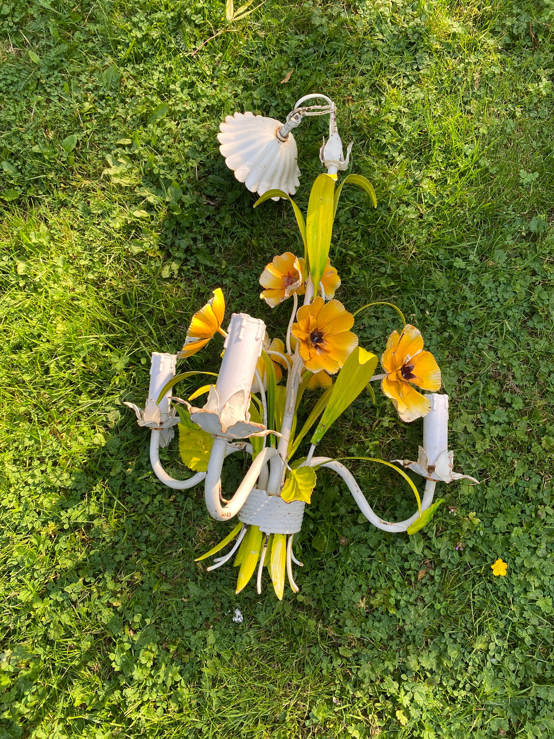 Vintage Primrose Toleware Chandelier