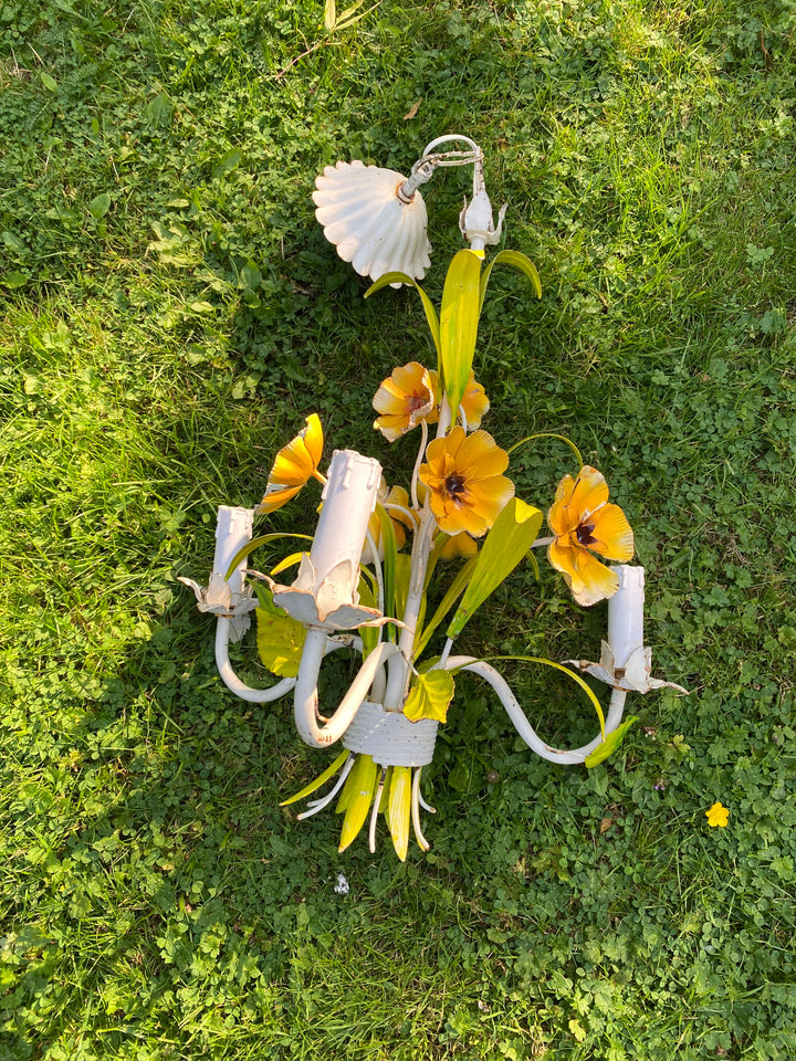 Vintage Primrose Toleware Chandelier
