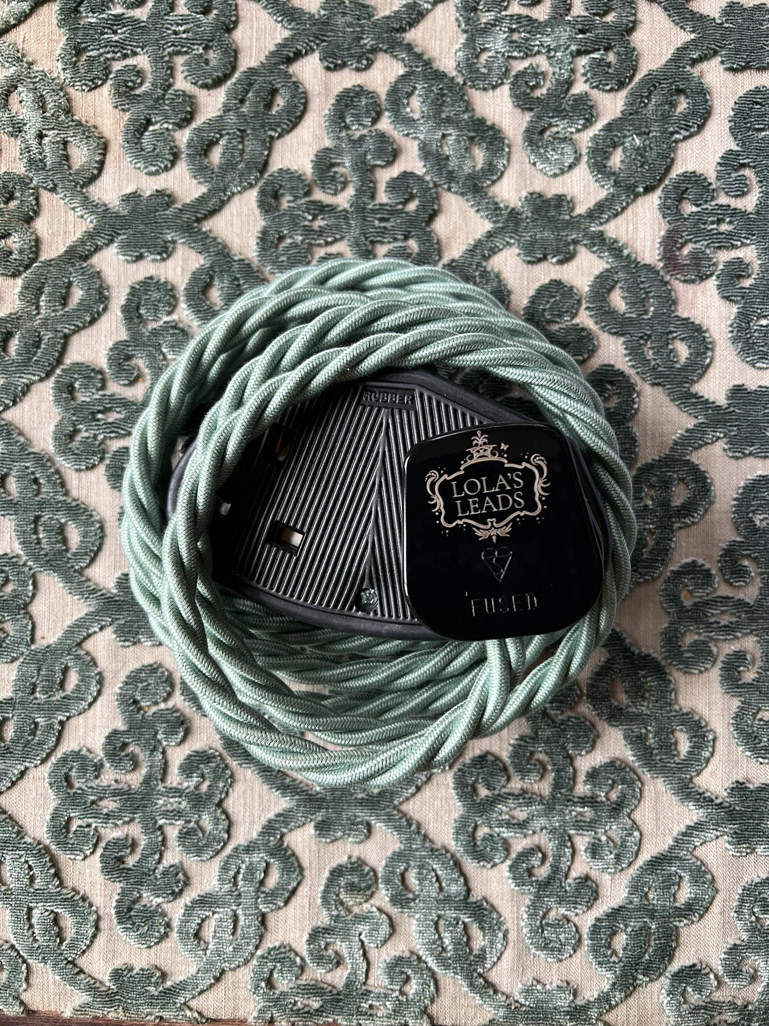 Moon Moth + Black - Lola's Leads Fabric Extension Cable