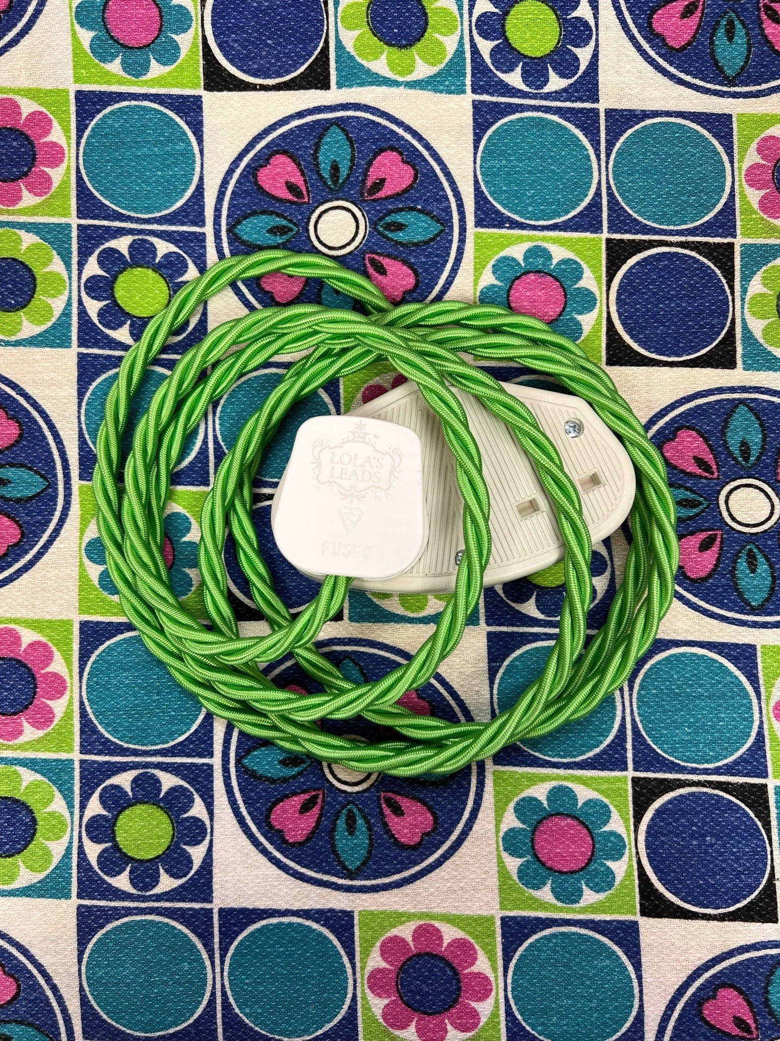 Lola's Leads Parakeet Green Fabric Covered Extension Cable
