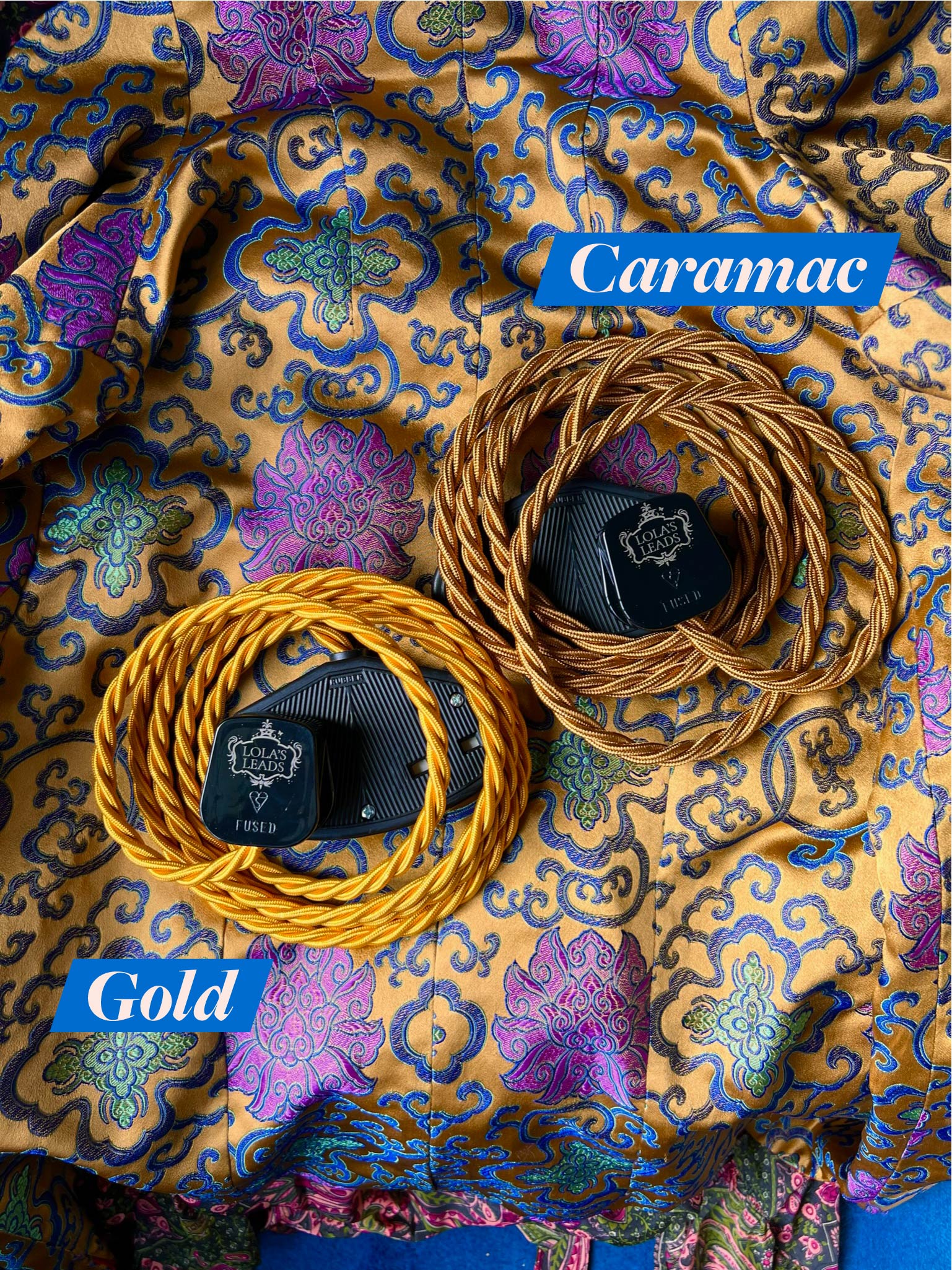 Caramac + Black - Lola's Leads Fabric Extension Cable