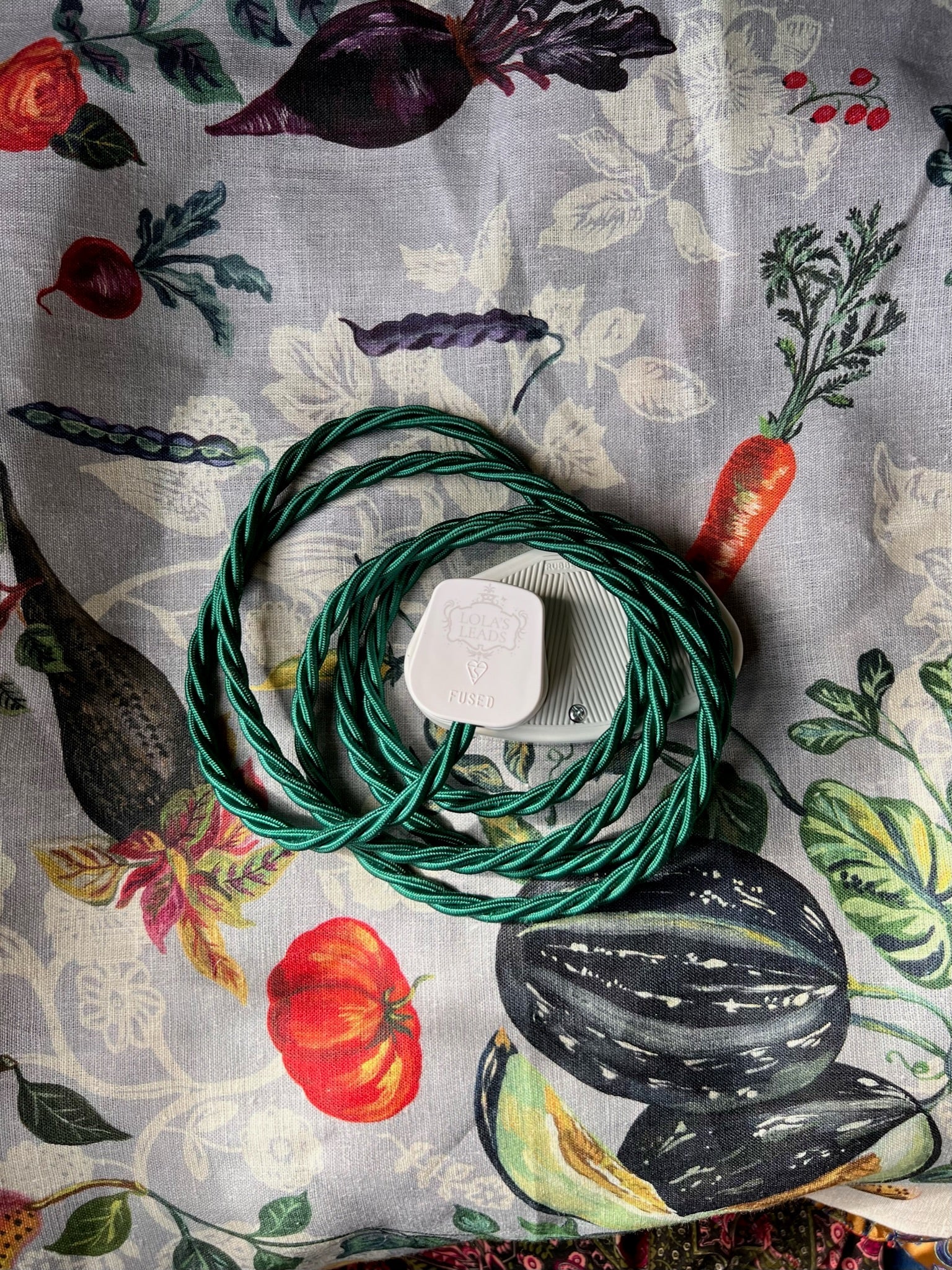 Lola's Leads Malachite Green Fabric Covered Extension Cable