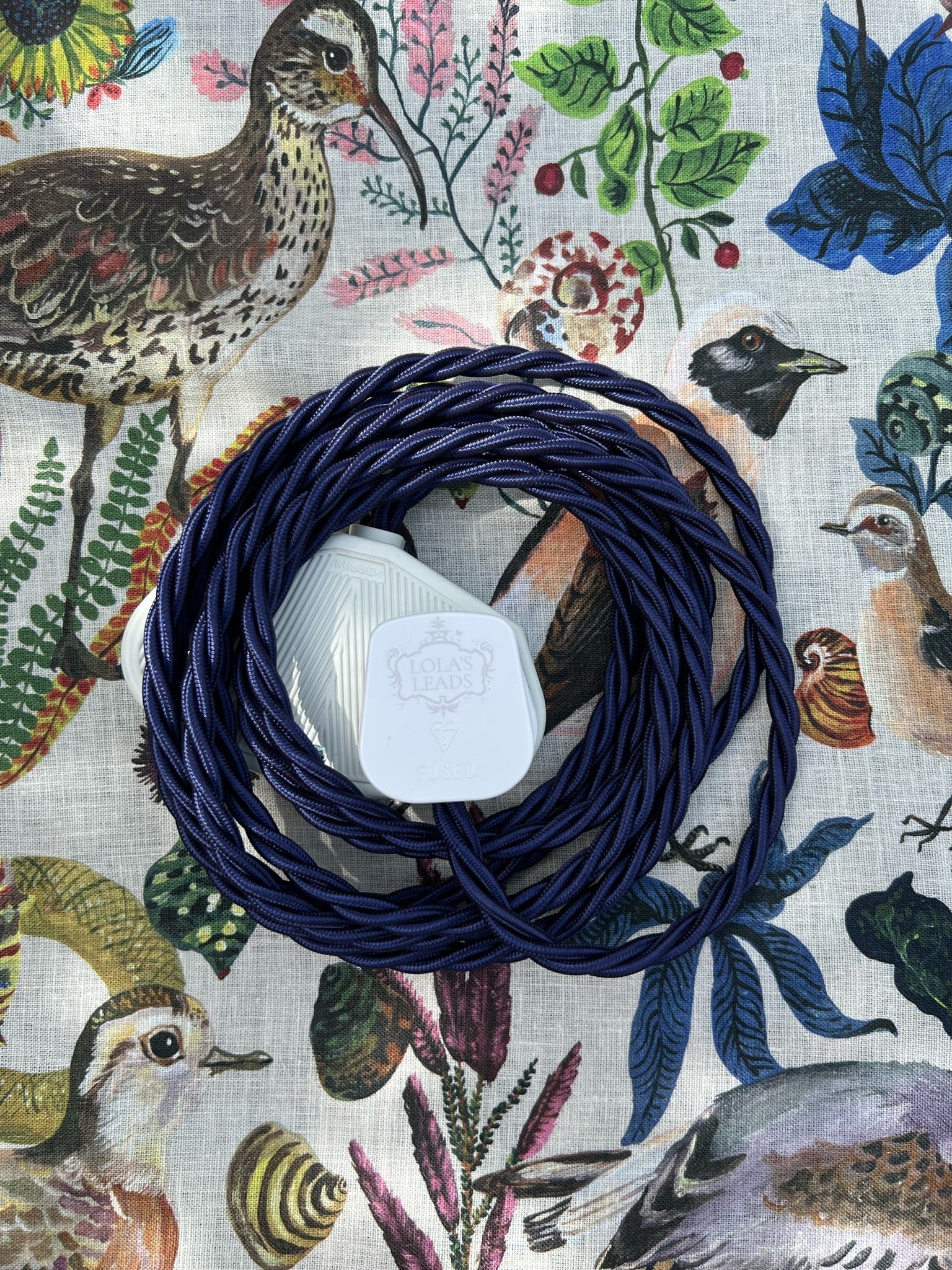 Lola's Leads Indigo Blue Fabric Covered Extension Cable