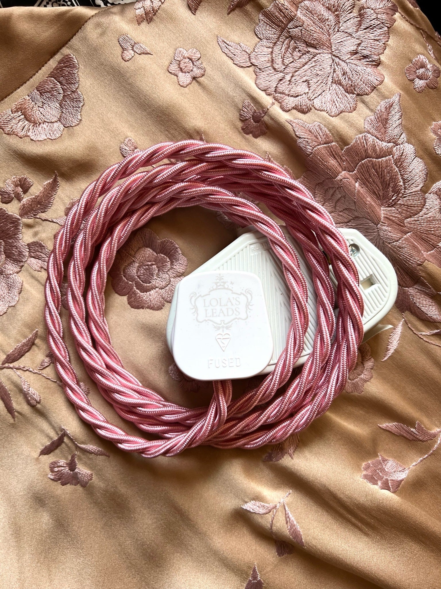 Lola's Leads Shrimp Pink Fabric Covered Extension Cable