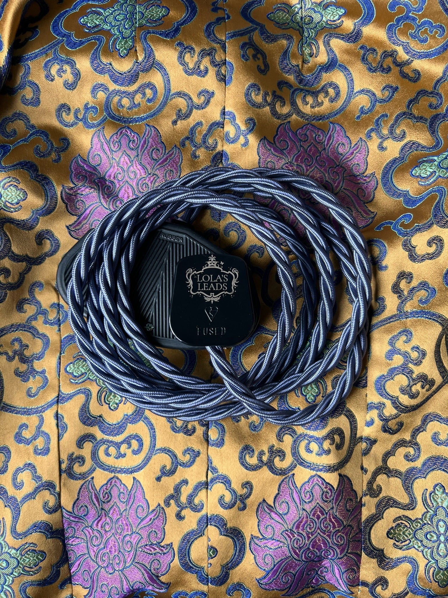 Lola's Leads Slate Blue Fabric Covered Extension Cable