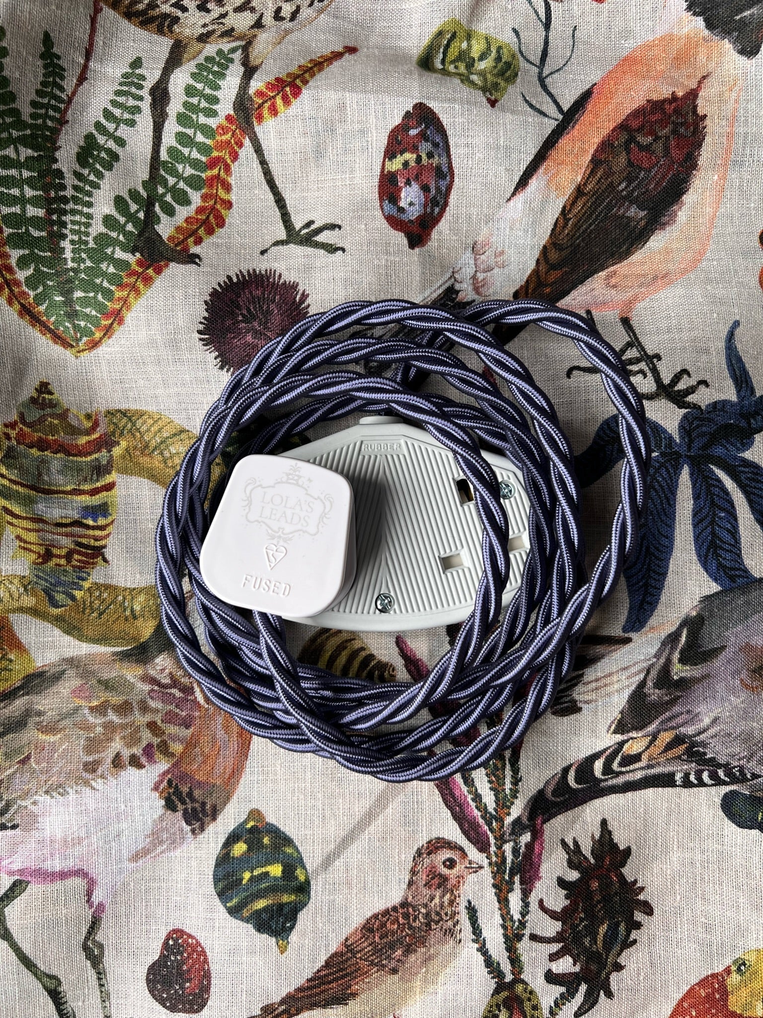 Lola's Leads Slate Blue Fabric Covered Extension Cable