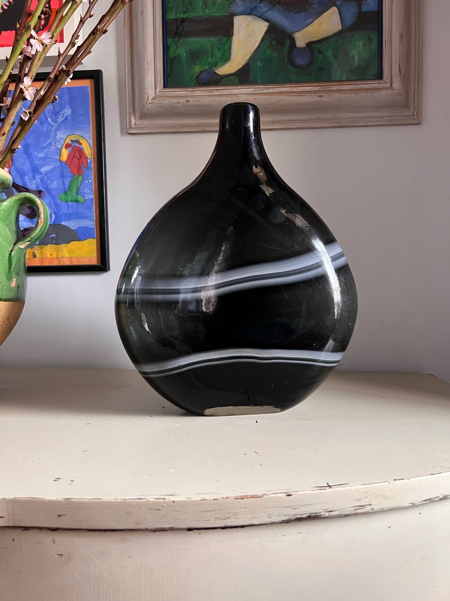 Large Deep Smokey Blue Vase