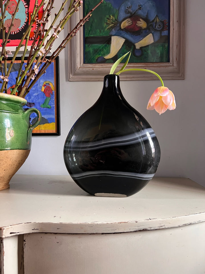 Large Deep Smokey Blue Vase