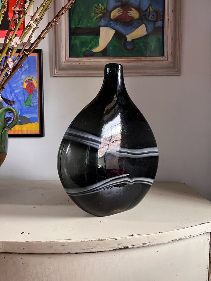 Large Deep Smokey Blue Vase