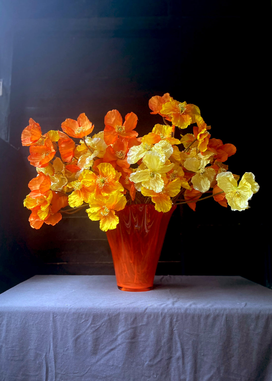 Large Murano Handkerchief Orange Vase