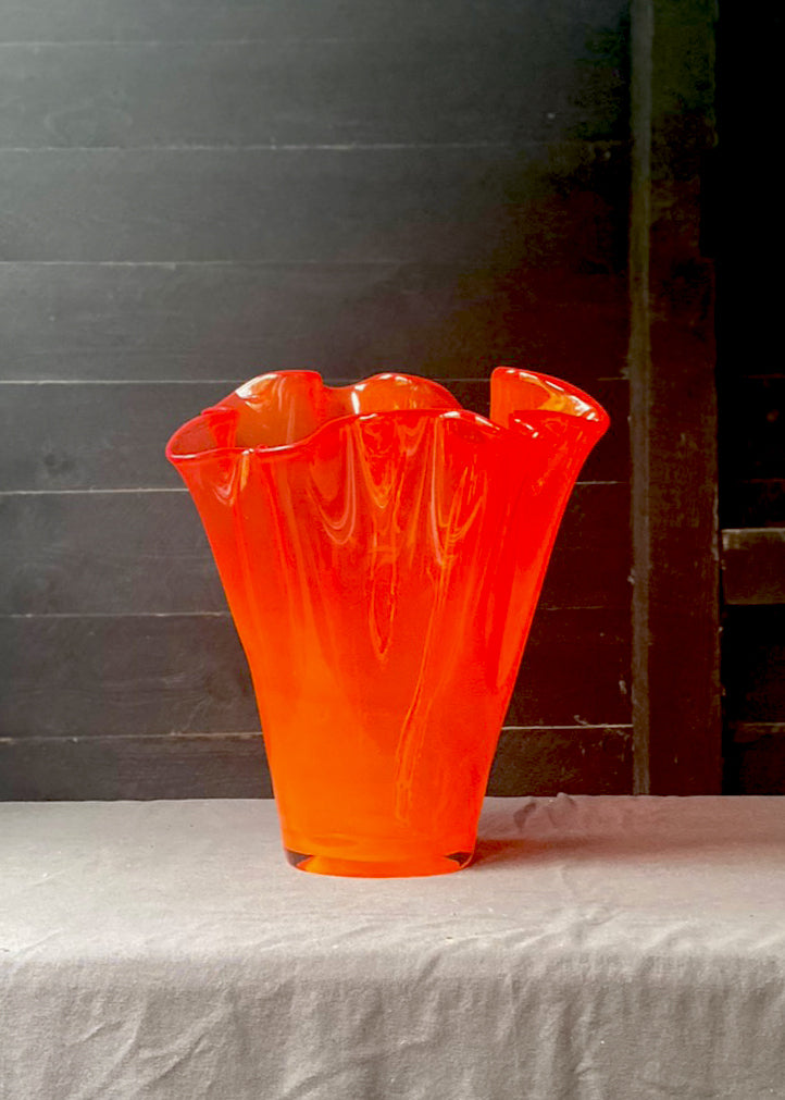 Large Murano Handkerchief Orange Vase