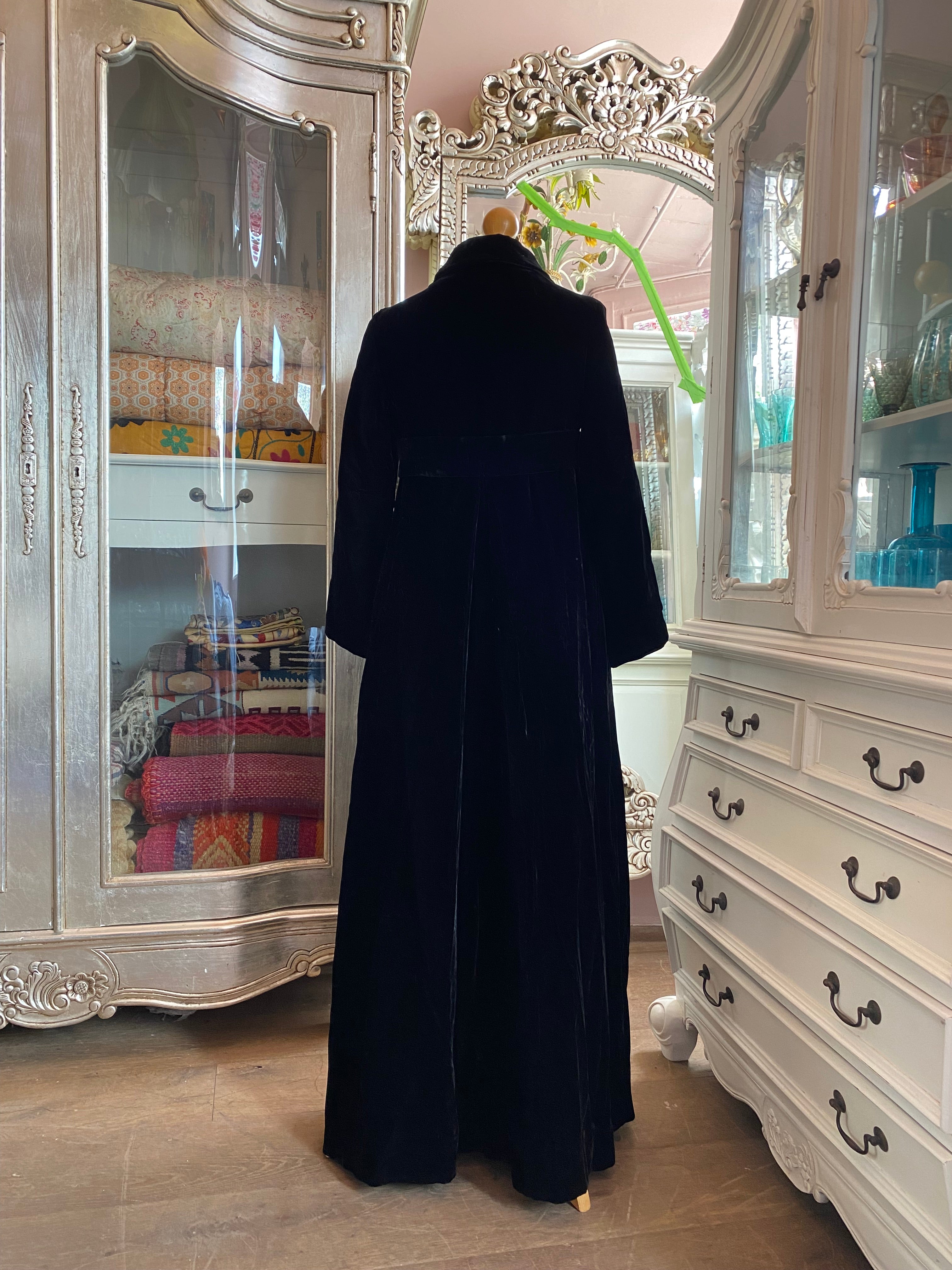 Long Black Velvet Overcoat