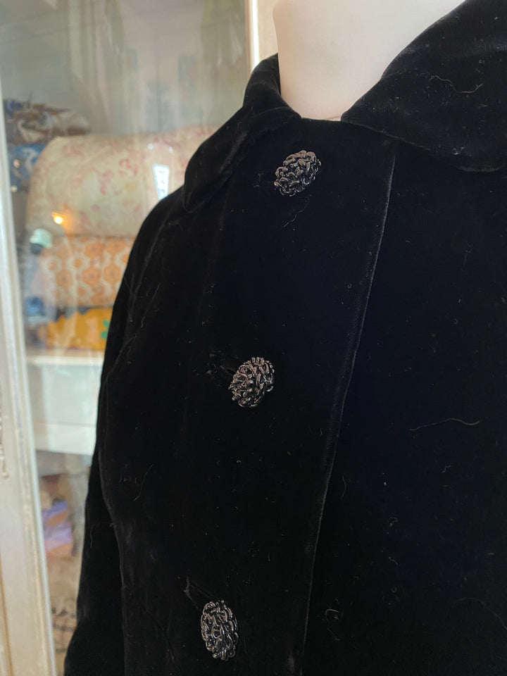 Long Black Velvet Overcoat