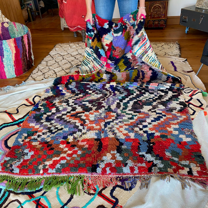 Multi-coloured Boucherouite Moroccan Rug