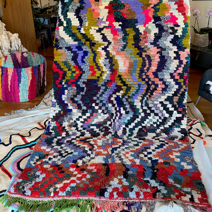 Multi-coloured Boucherouite Moroccan Rug