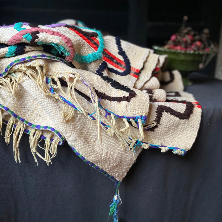 Hand-embroidered Beber Moroccan Rug