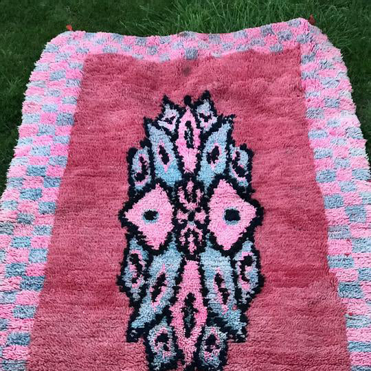 Pink Motive Moroccan Rug