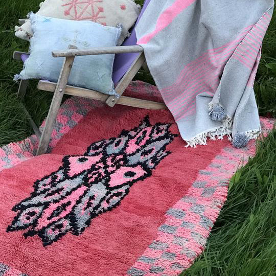 Pink Motive Moroccan Rug