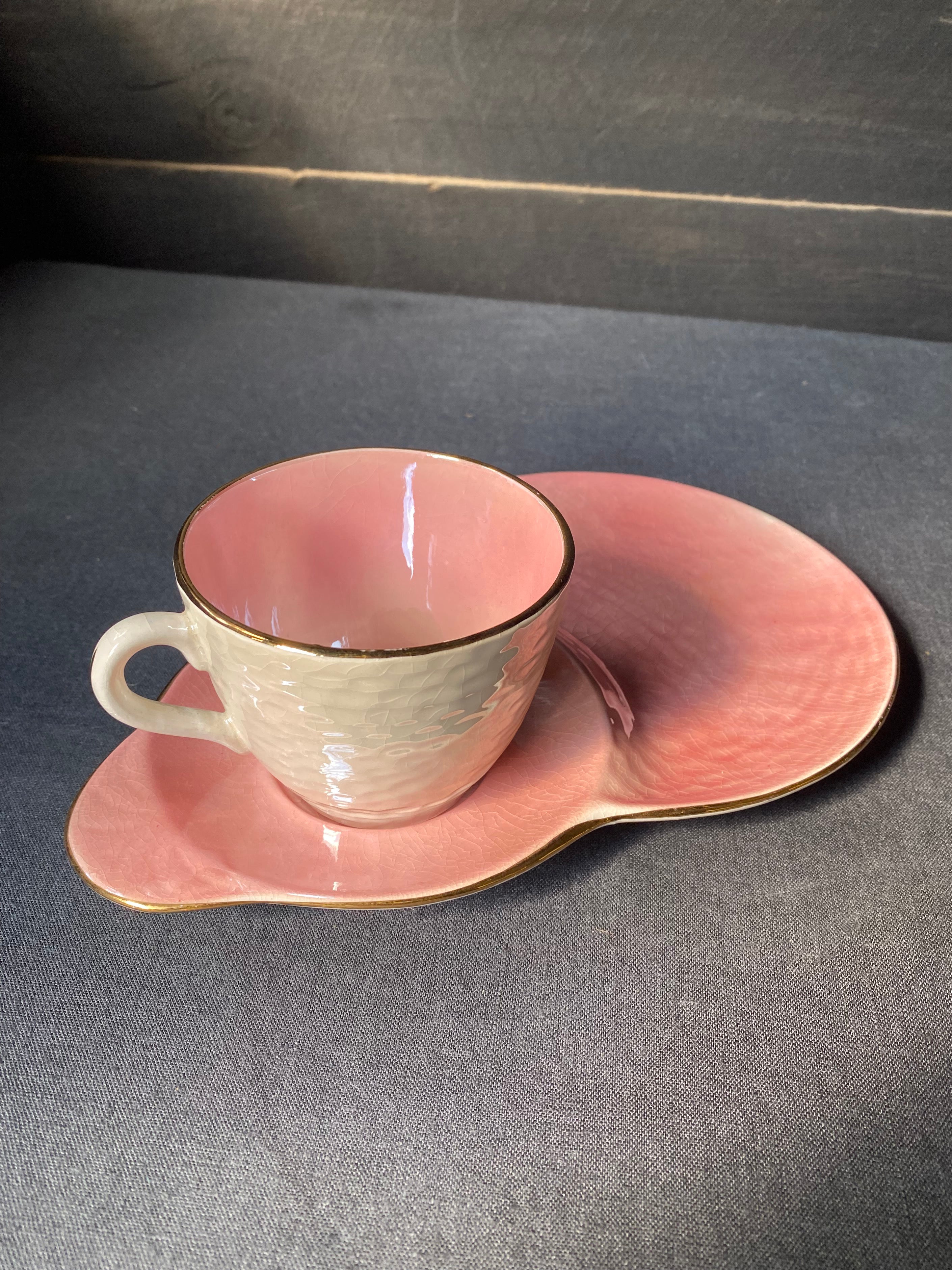 Pink Maling Lustreware Teacup & Saucer