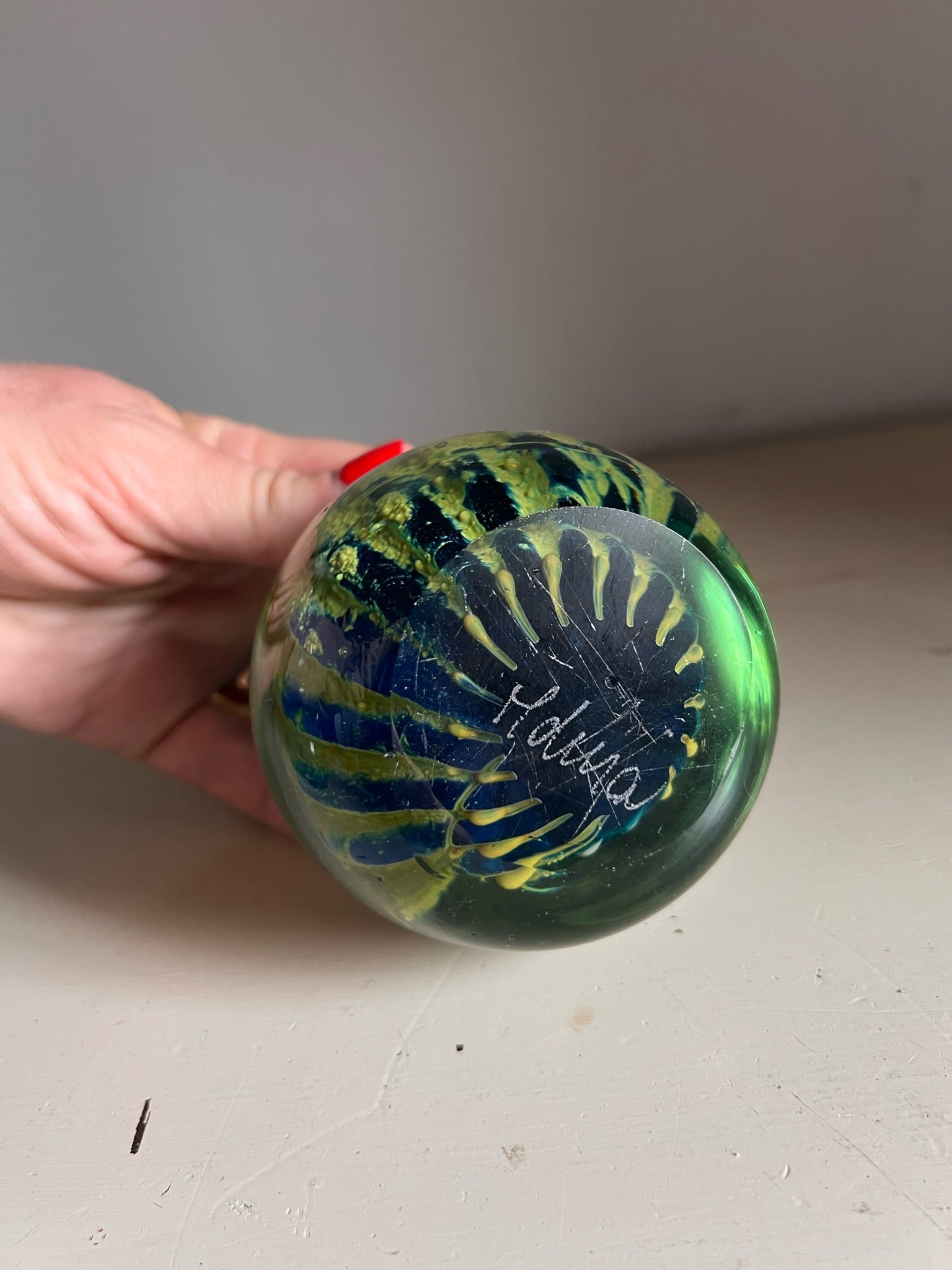 Mdina Mid Century Glass Paperweight - Sea Urchin
