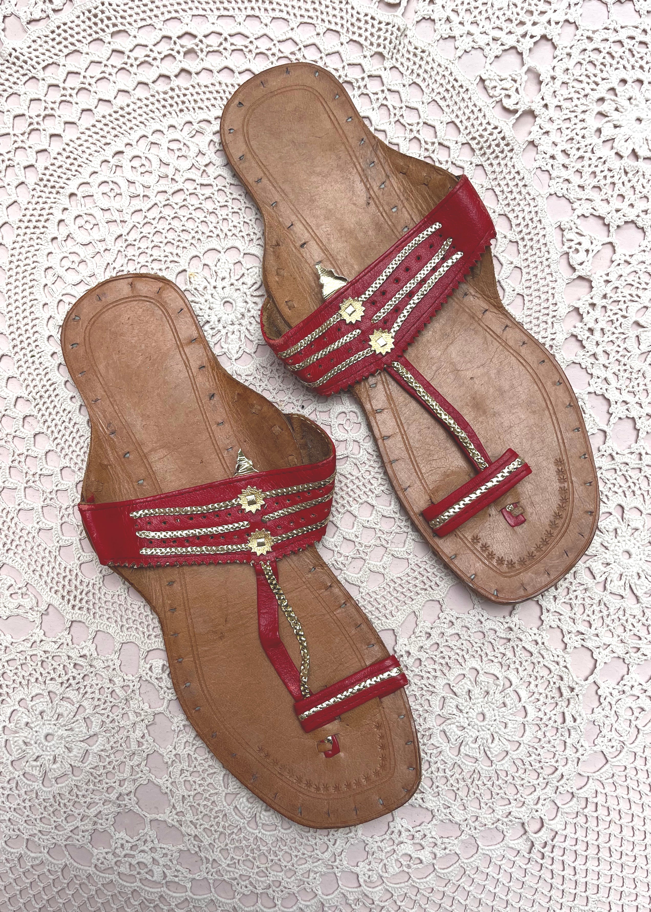 Moroccan Red Leather Sandals